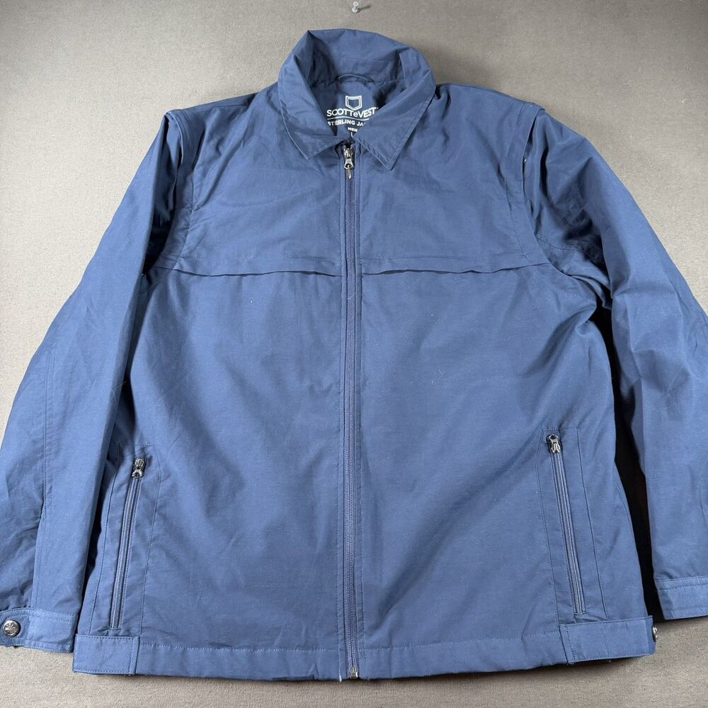 SCOTTeVEST Jacket Mens L Blue Sterling Jacket Multi-Pocket TEC Golf Performance